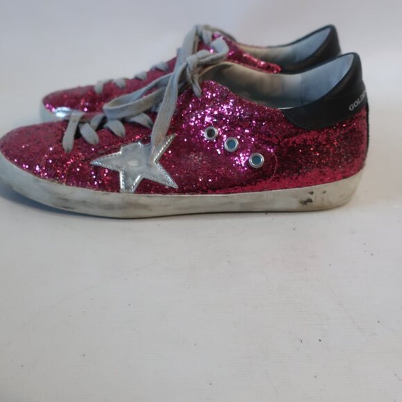 Womens GGDB Golden Goose Magenta Superstar Glitter Trainer Sneakers 38 US/8 - Picture 3 of 14